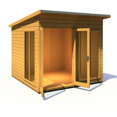 8x8 Shire Lela Pent Summerhouse - isolated angle view, doors open