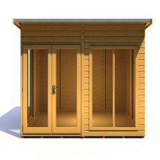 8x8 Shire Lela Pent Summerhouse - isolated front view, doors closed