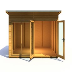 8x8 Shire Lela Pent Summerhouse - isolated front view, doors open