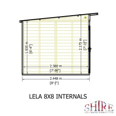 8x8 Shire Lela Pent Summerhouse - internal dimensions