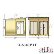 8x8 Shire Lela Pent Summerhouse - dimensions