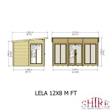 12x8 Shire Lela Pent Summerhouse - dimensions