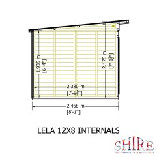 12x8 Shire Lela Pent Summerhouse - internal dimensions