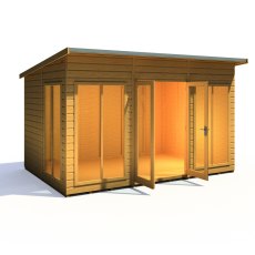 12x8 Shire Lela Pent Summerhouse - isolated angle view, doors open