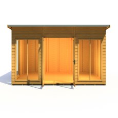 12x8 Shire Lela Pent Summerhouse - isolated front view, doors open