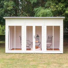 12x8 Shire Lela Pent Summerhouse - in situ, front view