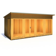 16x8 Shire Lela Pent Summerhouse - isolated angle view, doors closed