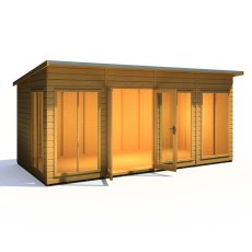 16x8 Shire Lela Pent Summerhouse - isolated angle view, doors open