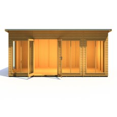 16x8 Shire Lela Pent Summerhouse - isolated front view, doors open