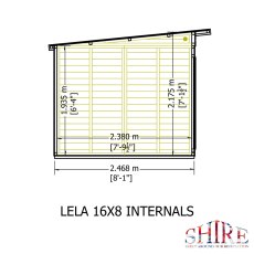 16x8 Shire Lela Pent Summerhouse - internal dimensions