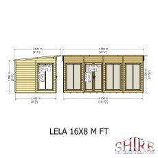 16x8 Shire Lela Pent Summerhouse - dimensions