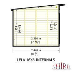 16x8 Shire Lela Pent Summerhouse - internal dimensions