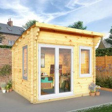 3mx3m Mercia Helios Curved Roof Log Cabin in 44m Logs - Double Glazed - UPC white