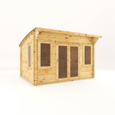 4mx3m Mercia Helios Curved Roof Log Cabin in 44m Logs - Double Glazed - isolated doors closed