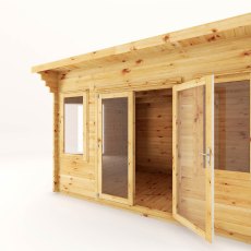 4mx3m Mercia Helios Curved Roof Log Cabin in 44m Logs - Double Glazed - close up of doors