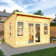 4mx3m Mercia Helios Curved Roof Log Cabin in 44m Logs - Double Glazed - lifestyle doors closed