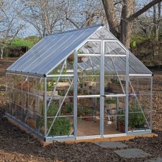 8x12 Palram - Canopia Balance Greenhouse - Silver - in situ, angle view