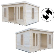 10Gx13 Shire Emneth Pent Log Cabin In 19mm Logs - interchangeable