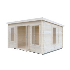 10Gx13 Shire Emneth Pent Log Cabin In 19mm Logs - isolated back angle view