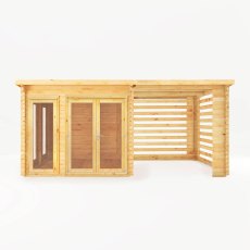 6m x 3m Mercia Studio Pent Log Cabin With Slatted Area - White Background, Front View