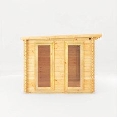 6m x 3m Mercia Studio Pent Log Cabin With Slatted Area - White Background, Side View