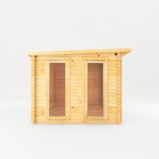 7m x 3m Mercia Studio Pent Log Cabin With Slatted Area - White Background, Side View