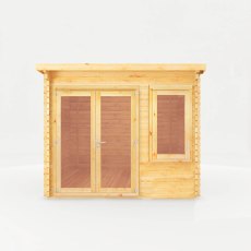 3m x 3m Mercia Elite Pent Log Cabin - White Background, Front View