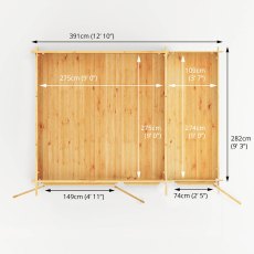 4.1m x 3m Mercia Elite Pent Log Cabin With Side Shed - Footprint