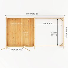 6m x 3m Mercia Elite Pent Log Cabin With Patio Area - Footprint