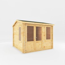 3mx3m Mercia Home Office Elite Reverse Apex Log Cabin  (28mm to 44mm Logs) - isolated doors closed