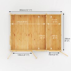 4.1mx3m Mercia Home Office Elite With Side Shed (28mm to 44mm Logs) - floor plan