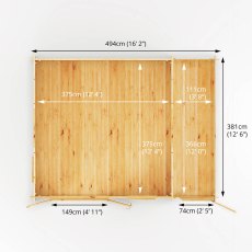 5.1mx4m Mercia Home Office Elite With Side Shed - (28mm to 44mm Logs) - floor plan