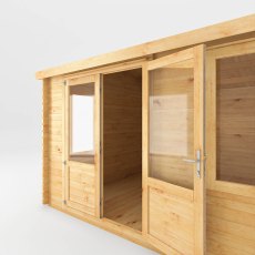 5.1mx4m Mercia Home Office Elite With Side Shed - (28mm to 44mm Logs) - close up of door