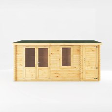 5.1mx4m Mercia Home Office Elite With Side Shed - (28mm to 44mm Logs) - front elevation