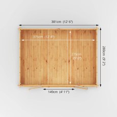 4mx3m Mercia Home Office Studio - (28mm to 44mm logs) - floor plan