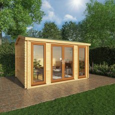 4mx3m Mercia Home Office Studio - (28mm to 44mm logs) - UPVC oak