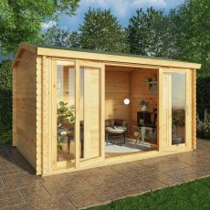 4mx3m Mercia Home Office Studio - (28mm to 44mm logs) - lifestyle doors open