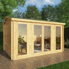 4mx3m Mercia Home Office Studio - (28mm to 44mm logs) - lifestyle doors closed