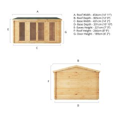 4.5m x 3.5m Mercia Home Office Studio - (28mm to 44mm logs) - floor dimensions