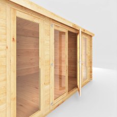 4.5m x 3.5m Mercia Home Office Studio - (28mm to 44mm logs) - angled view of doors and windows