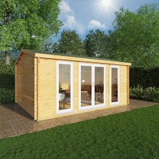 5m x 4m Mercia Home Office Studio - (28mm to 44mm logs) - UPVC white