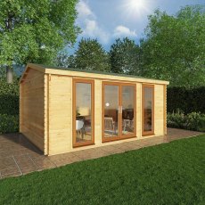 5m x 4m Mercia Home Office Studio - (28mm to 44mm logs) - UPVC oak