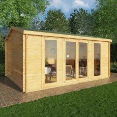 5m x 4m Mercia Home Office Studio - (28mm to 44mm logs) - lifestyle doors closed