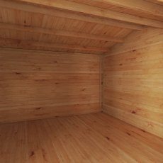 5.1m x 3m Mercia Home Office Studio With Side Shed - (28mm to 44mm Logs) - internal view of roof joists