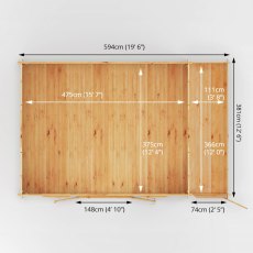 6.1mx4m Mercia Home Office Studio With Side Shed - (28mm to 44mm Logs) - Foot Print