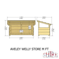 3x2 Shire Aveley Pent Welly Store - Pressure Treated - dimensions