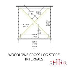 3x1 Shire Woodlowe Cross Log Store - Pressure Treated - internal dimensions