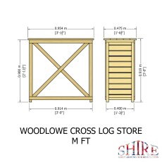 3x1 Shire Woodlowe Cross Log Store - Pressure Treated - dimensions