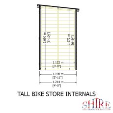 7x4 Shire Shiplap Tall Bike Store - internal dimensions