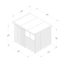 8x6 Forest Beckwood Pent Shed Shiplap with Double Door - dimensions